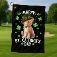 Cute Happy St Catricks Day Kitten Golf Towel thumb 1