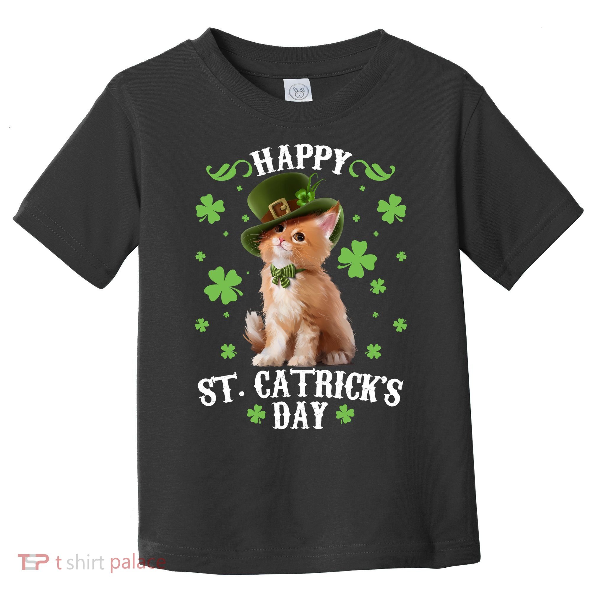 Cute Happy St Catricks Day Kitten Toddler T-Shirt