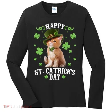 Cute Happy St Catricks Day Kitten Women's Long Sleeve Shirt