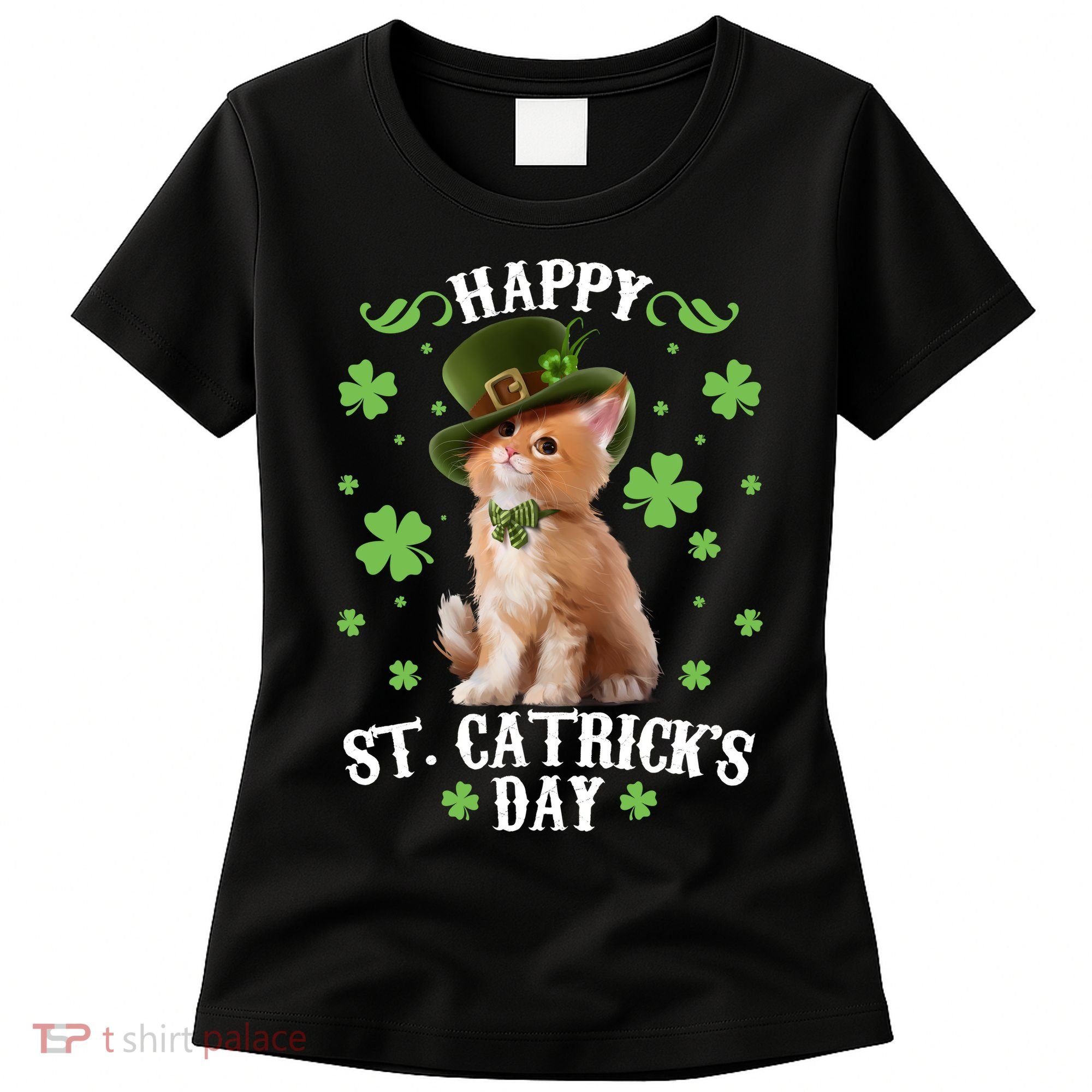 Cute Happy St Catricks Day Kitten Women's T-Shirt