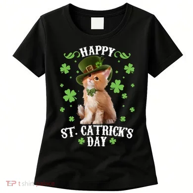 Cute Happy St Catricks Day Kitten Women's T-Shirt