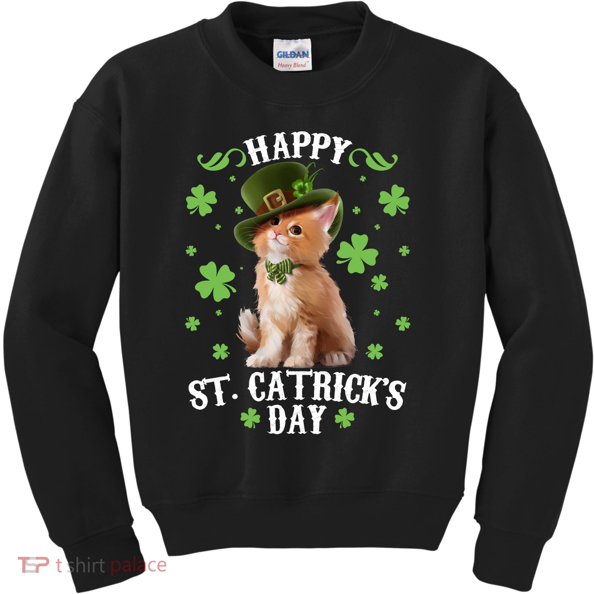 Cute Happy St Catricks Day Kitten Kids Sweatshirt