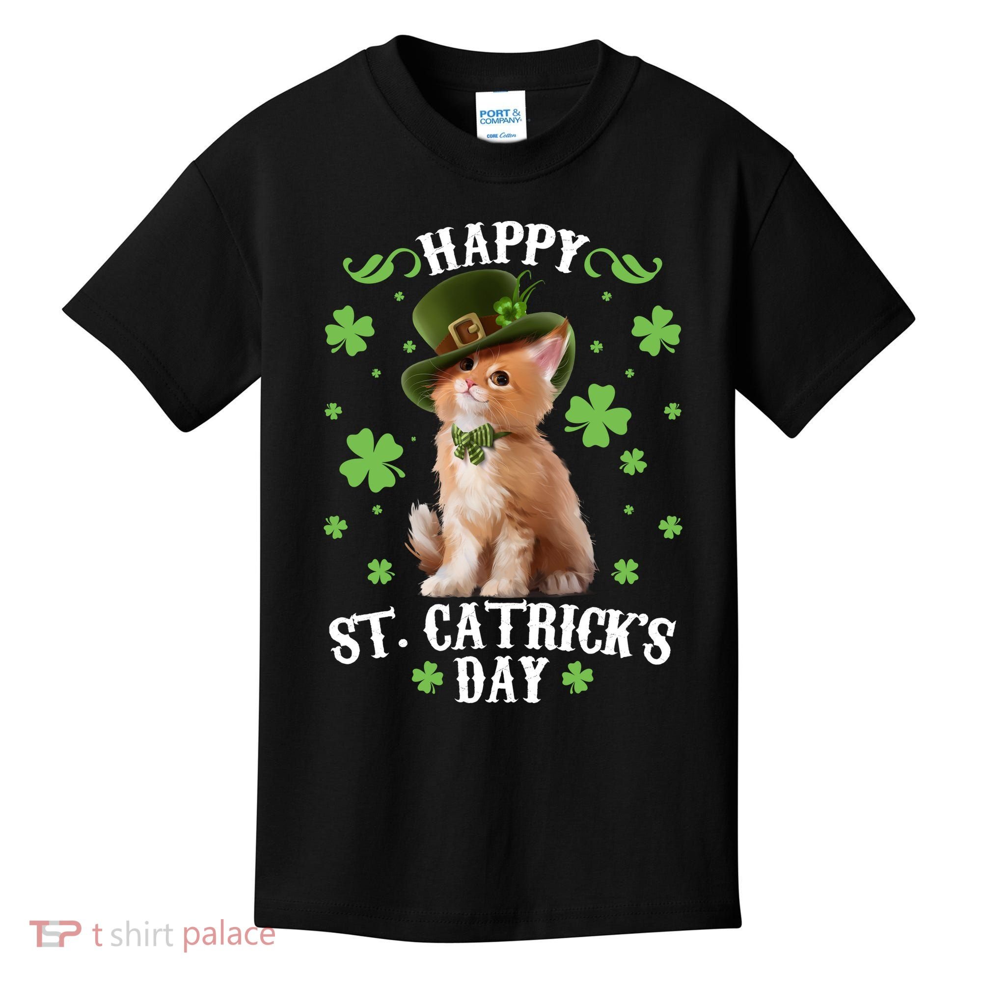 Cute Happy St Catricks Day Kitten Kids T-Shirt