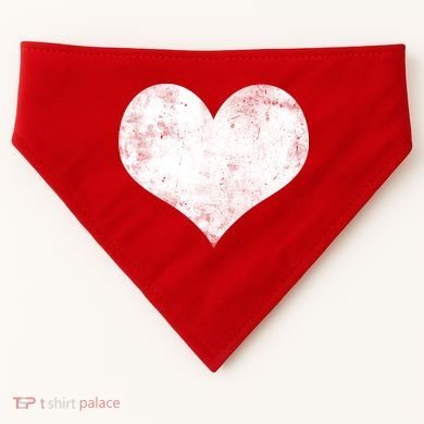 Cute Heart Valentines Day Vintage Distressed USA-Made Doggie Bandana