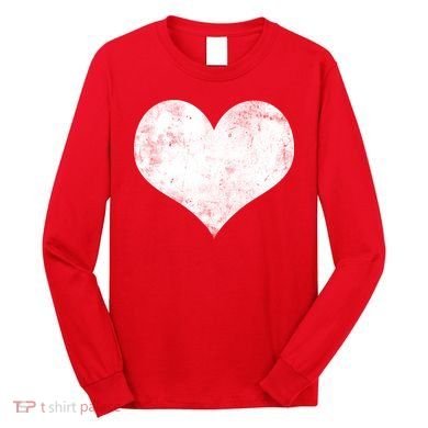 Cute Heart Valentines Day Vintage Distressed Long Sleeve Shirt