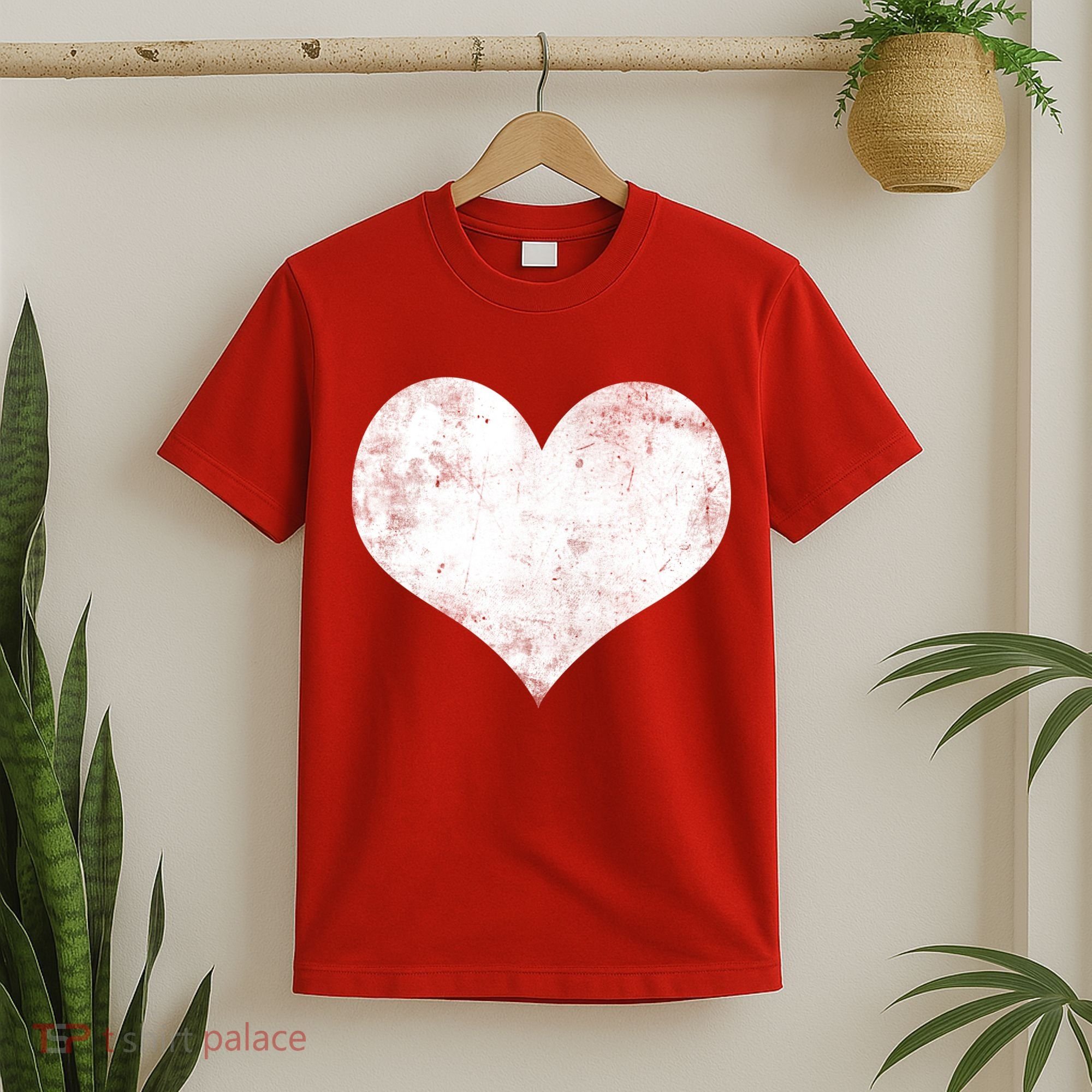 Cute Heart Valentines Day Vintage Distressed T-Shirt