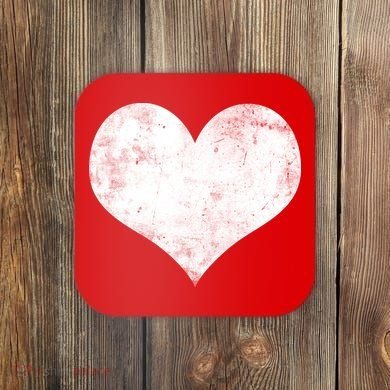 Cute Heart Valentines Day Vintage Distressed Coaster