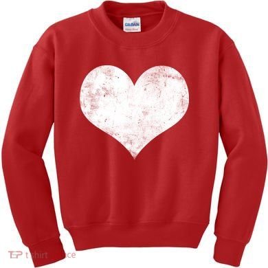Cute Heart Valentines Day Vintage Distressed Kids Sweatshirt