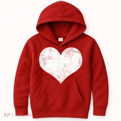 Cute Heart Valentines Day Vintage Distressed Kids Hoodie