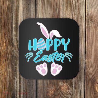 Cute Hoppy Happy Easter Bunny  Coaster