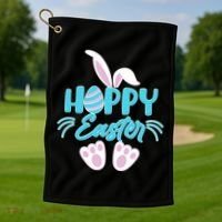 Cute Hoppy Happy Easter Bunny  Golf Towel thumb 1