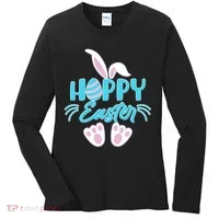 Cute Hoppy Happy Easter Bunny  Women's Long Sleeve Shirt thumb 0