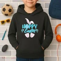 Cute Hoppy Happy Easter Bunny  Kids Hoodie thumb 2
