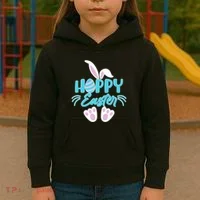 Cute Hoppy Happy Easter Bunny  Kids Hoodie thumb 3