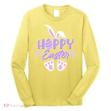 Cute Hoppy Happy Easter Bunny Long Sleeve Shirt