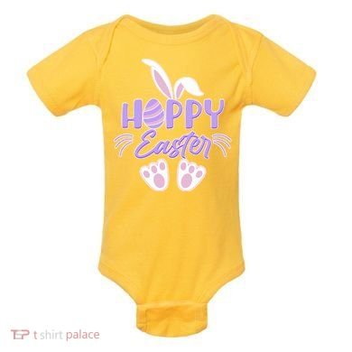Cute Hoppy Happy Easter Bunny  Baby Bodysuit