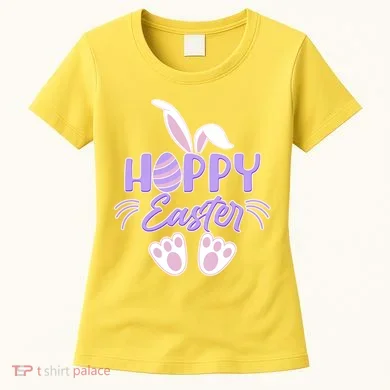 Cute Hoppy Happy Easter Bunny Women's T-Shirt