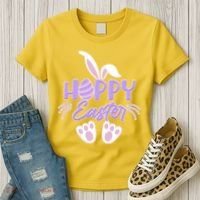 Cute Hoppy Happy Easter Bunny  Women's T-Shirt thumb 3