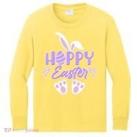Cute Hoppy Happy Easter Bunny  Kids Long Sleeve Shirt thumb 0