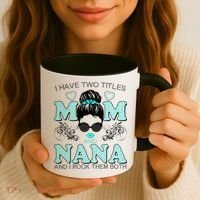 Cute I Have Two Titles Mom And Nana And I Rock Them Both Coffee Mug thumb 3