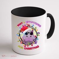Cute I Want A Hippopotamus for Christmas Lights Coffee Mug thumb 1