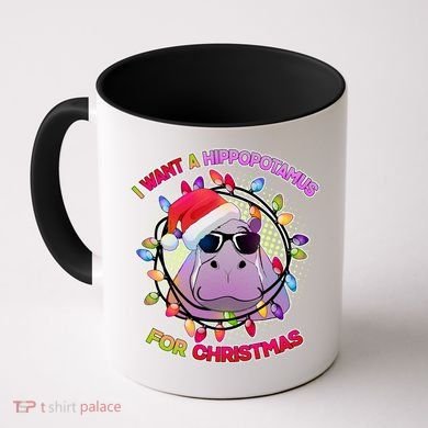 Cute I Want A Hippopotamus for Christmas Lights Coffee Mug