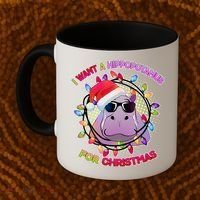 Cute I Want A Hippopotamus for Christmas Lights Coffee Mug thumb 2