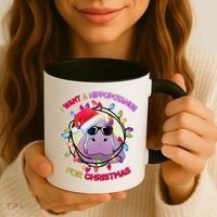 Cute I Want A Hippopotamus for Christmas Lights Coffee Mug thumb 3