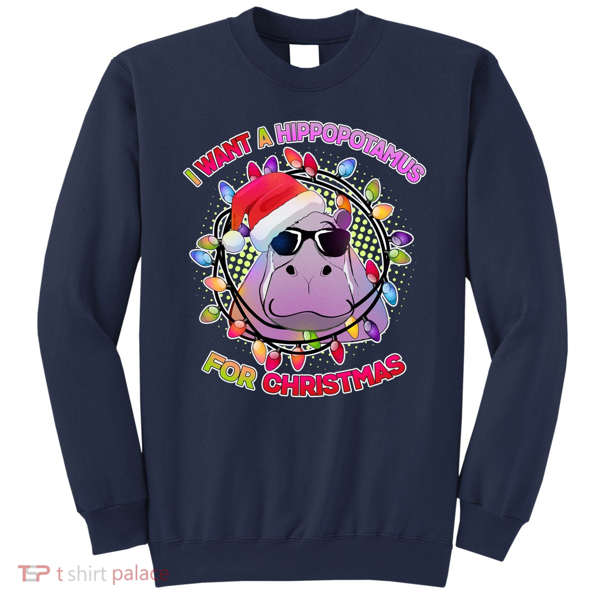 Cute I Want A Hippopotamus for Christmas Lights Sweatshirt