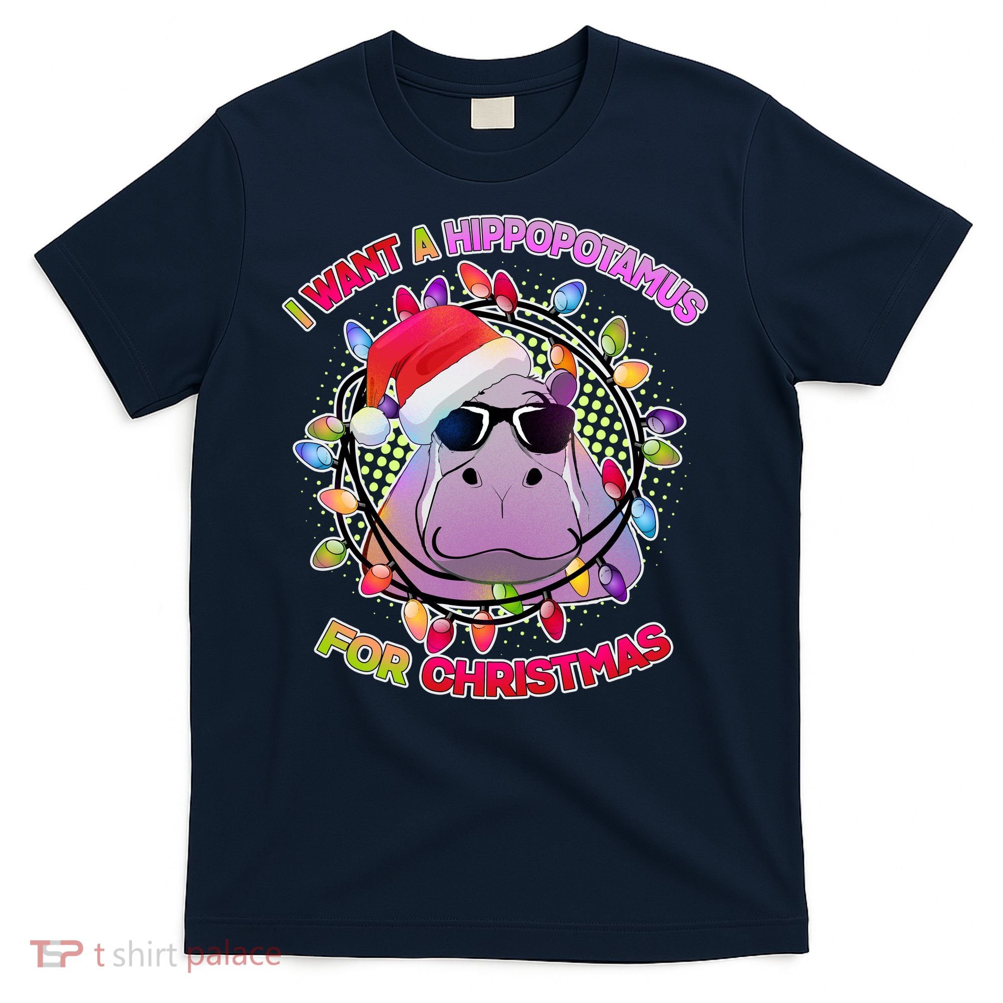Cute I Want A Hippopotamus for Christmas Lights T-Shirt