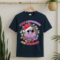 Cute I Want A Hippopotamus for Christmas Lights T-Shirt thumb 2