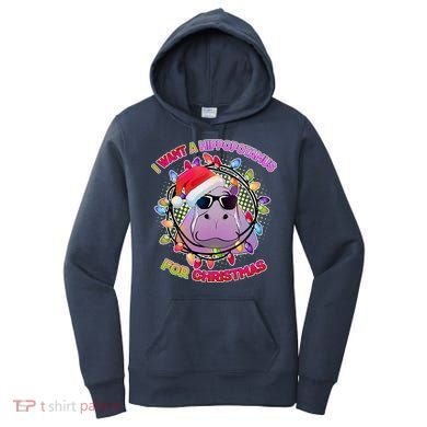 Cute I Want A Hippopotamus for Christmas Lights Women's Hoodie