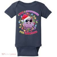 Cute I Want A Hippopotamus for Christmas Lights Baby Bodysuit thumb 0