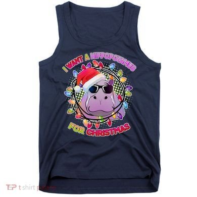 Cute I Want A Hippopotamus for Christmas Lights Tank Top