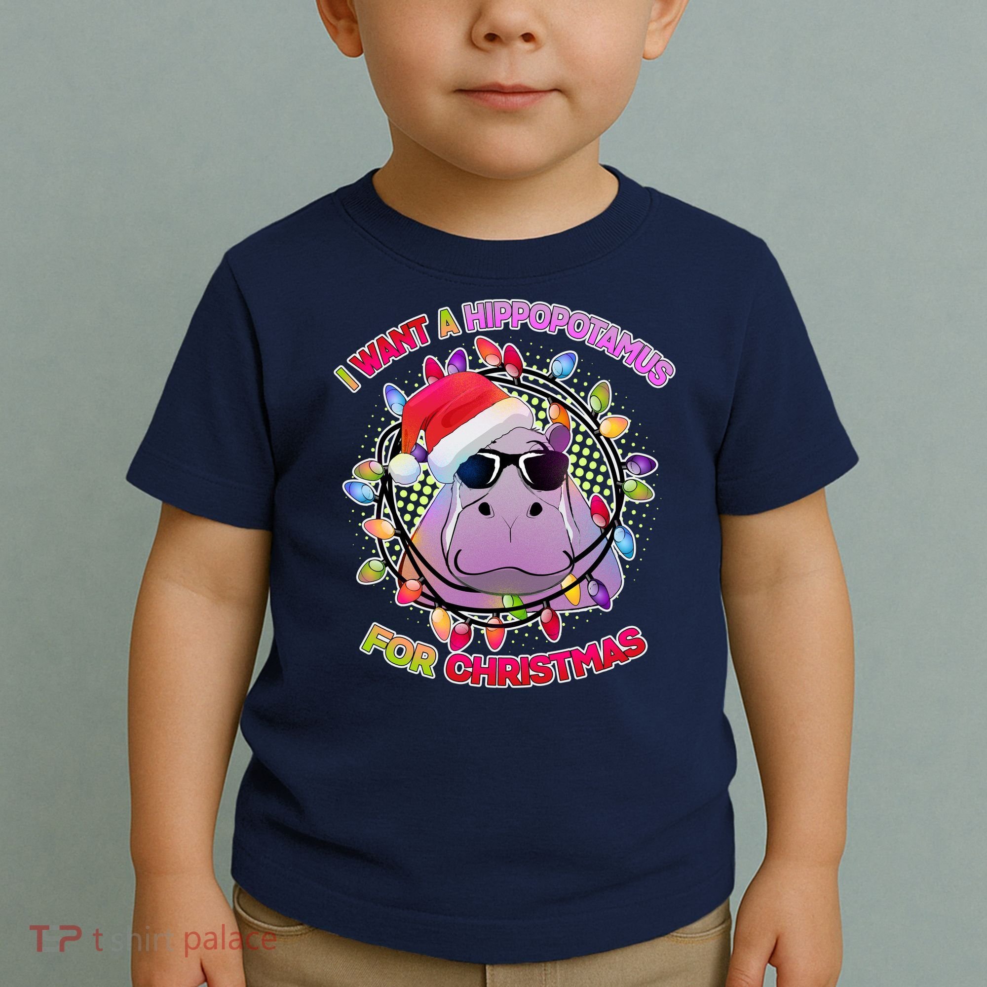 Cute I Want A Hippopotamus for Christmas Lights Toddler T-Shirt