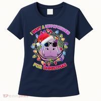 Cute I Want A Hippopotamus for Christmas Lights Women's T-Shirt thumb 0