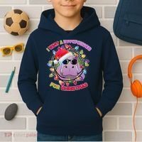 Cute I Want A Hippopotamus for Christmas Lights Kids Hoodie thumb 2