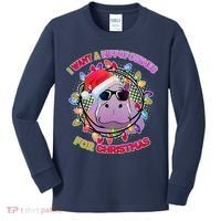 Cute I Want A Hippopotamus for Christmas Lights Kids Long Sleeve Shirt thumb 0