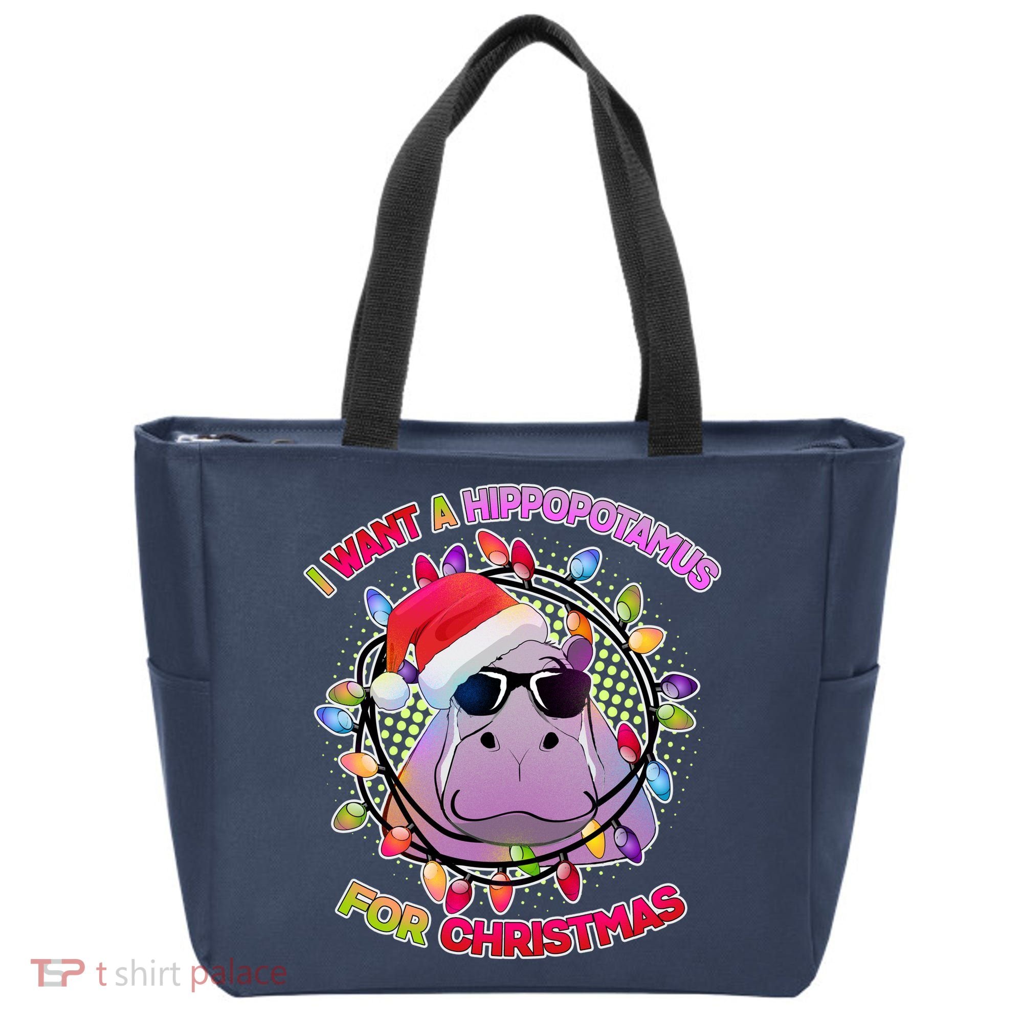 Cute I Want A Hippopotamus for Christmas Lights Tote Bag