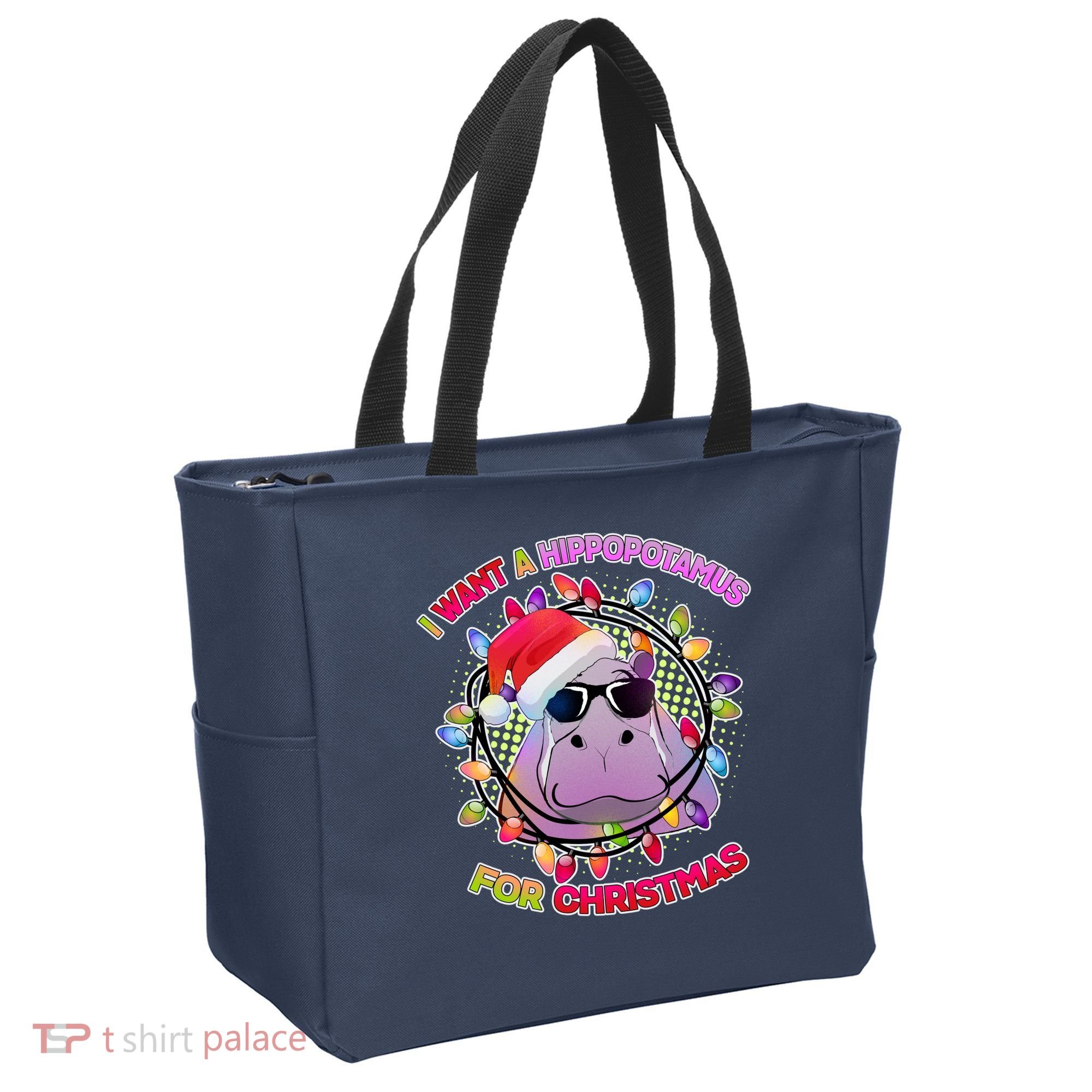 Cute I Want A Hippopotamus for Christmas Lights Tote Bag