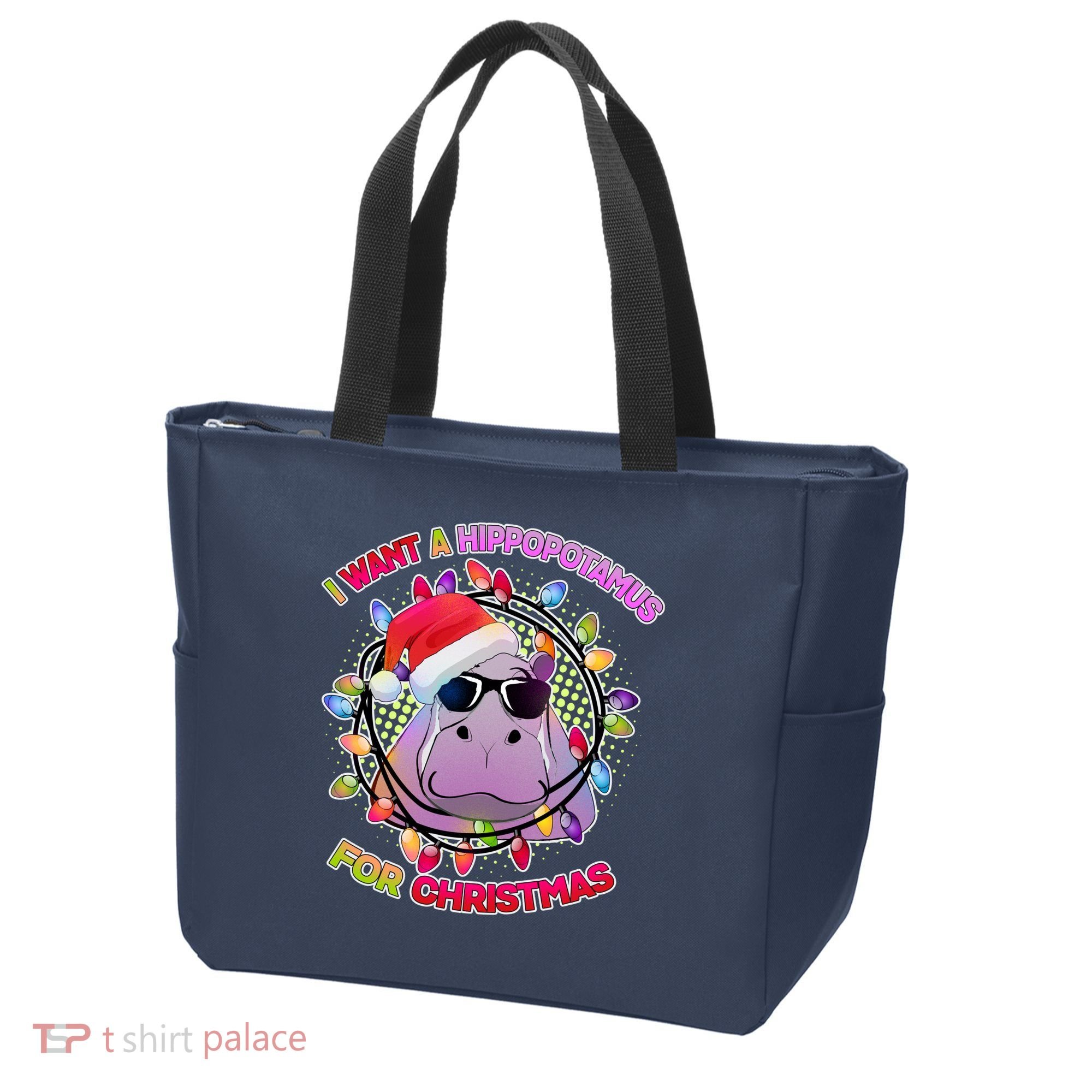 Cute I Want A Hippopotamus for Christmas Lights Tote Bag