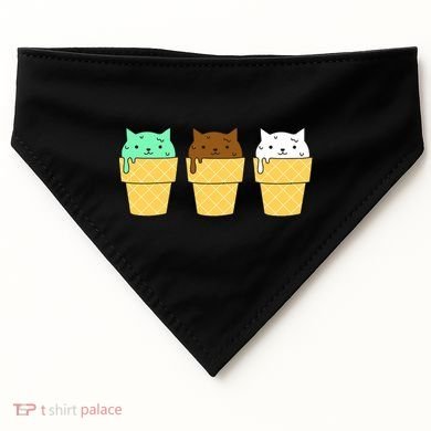 Cute Ice Cream Cat Flavors USA-Made Doggie Bandana