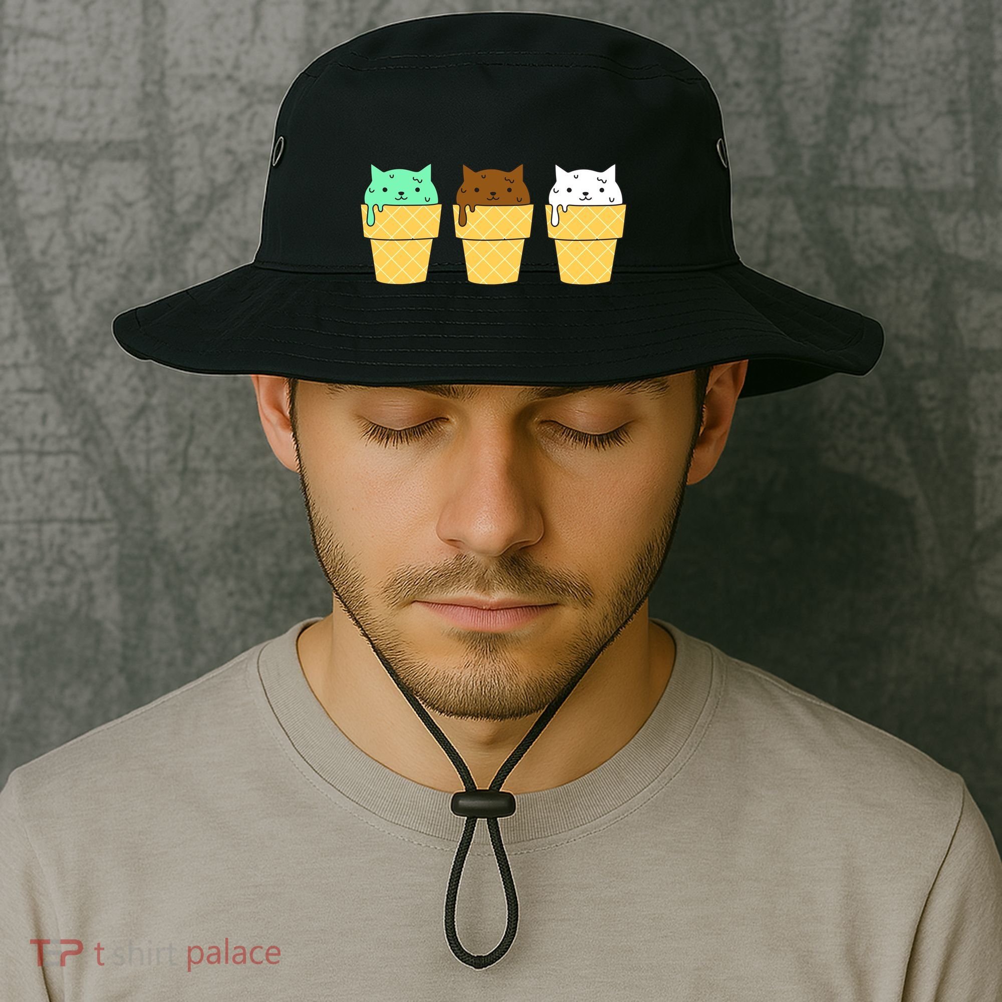 Cute Ice Cream Cat Flavors Bucket Hat