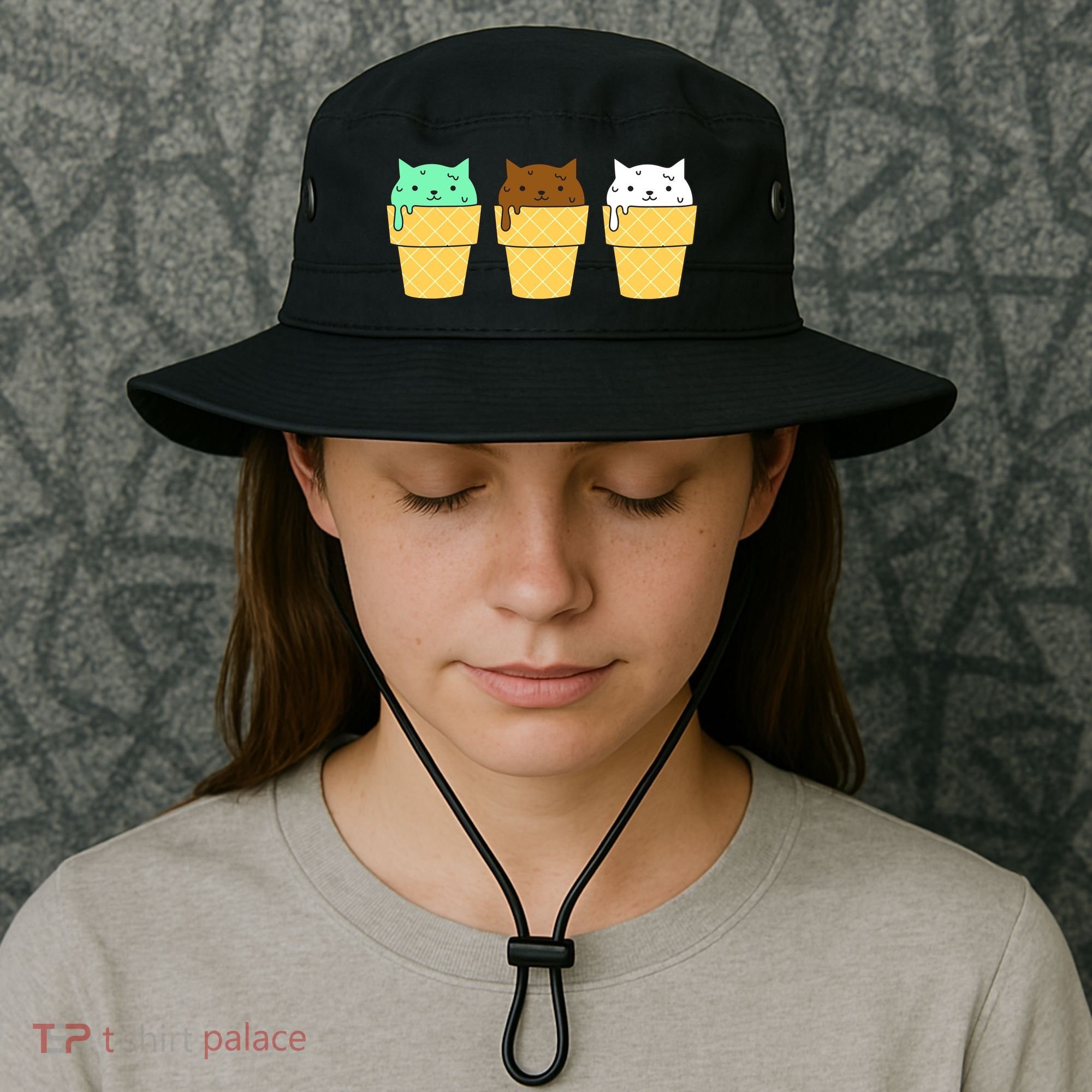 Cute Ice Cream Cat Flavors Bucket Hat