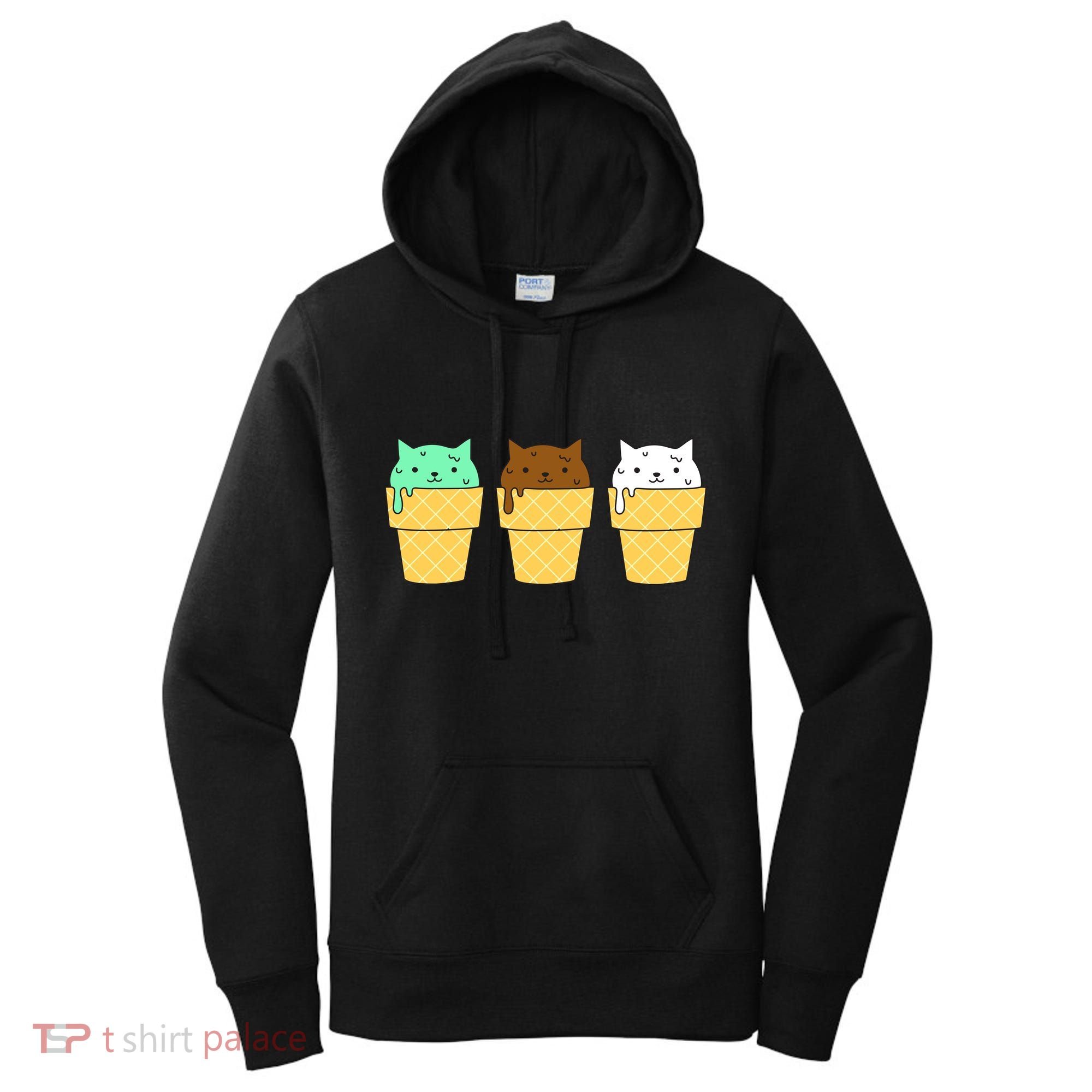 Cute Ice Cream Cat Flavors Women's Hoodie