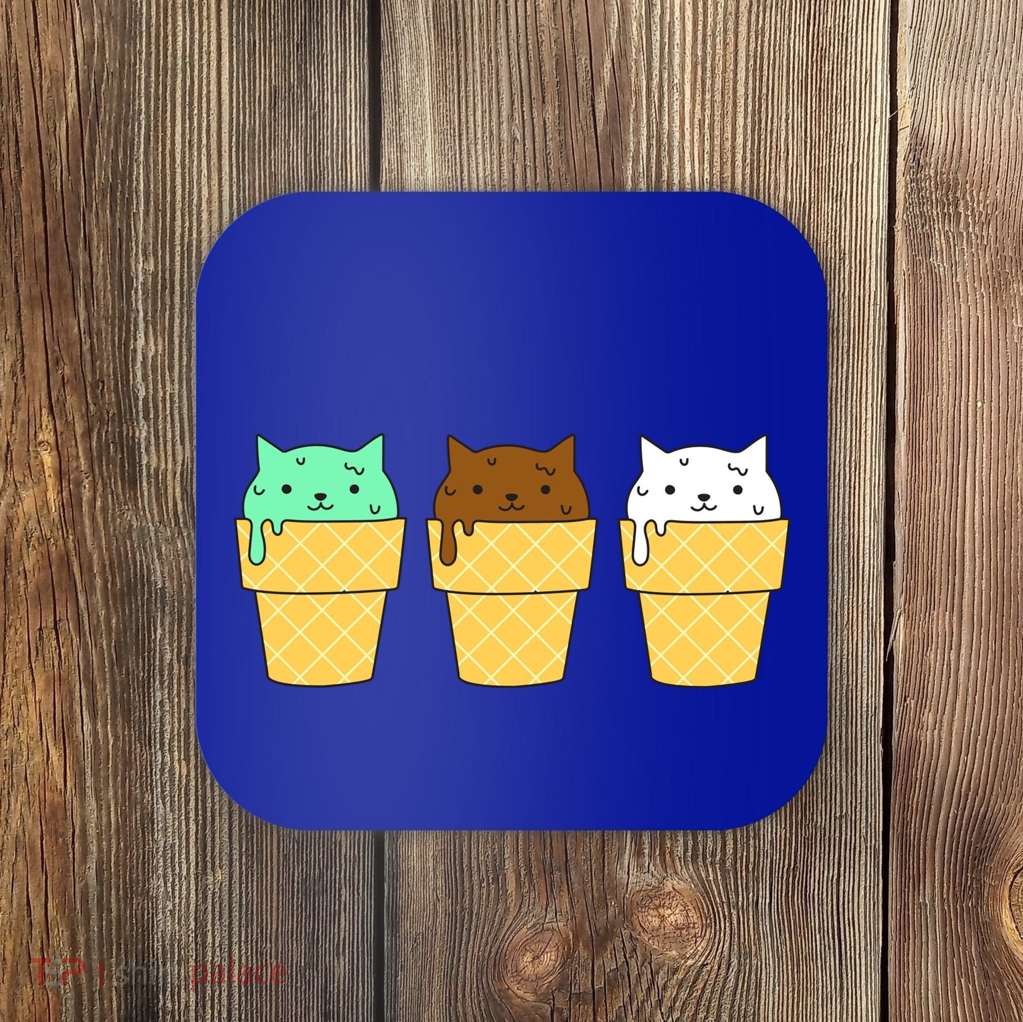 Cute Ice Cream Cat Flavors Coaster