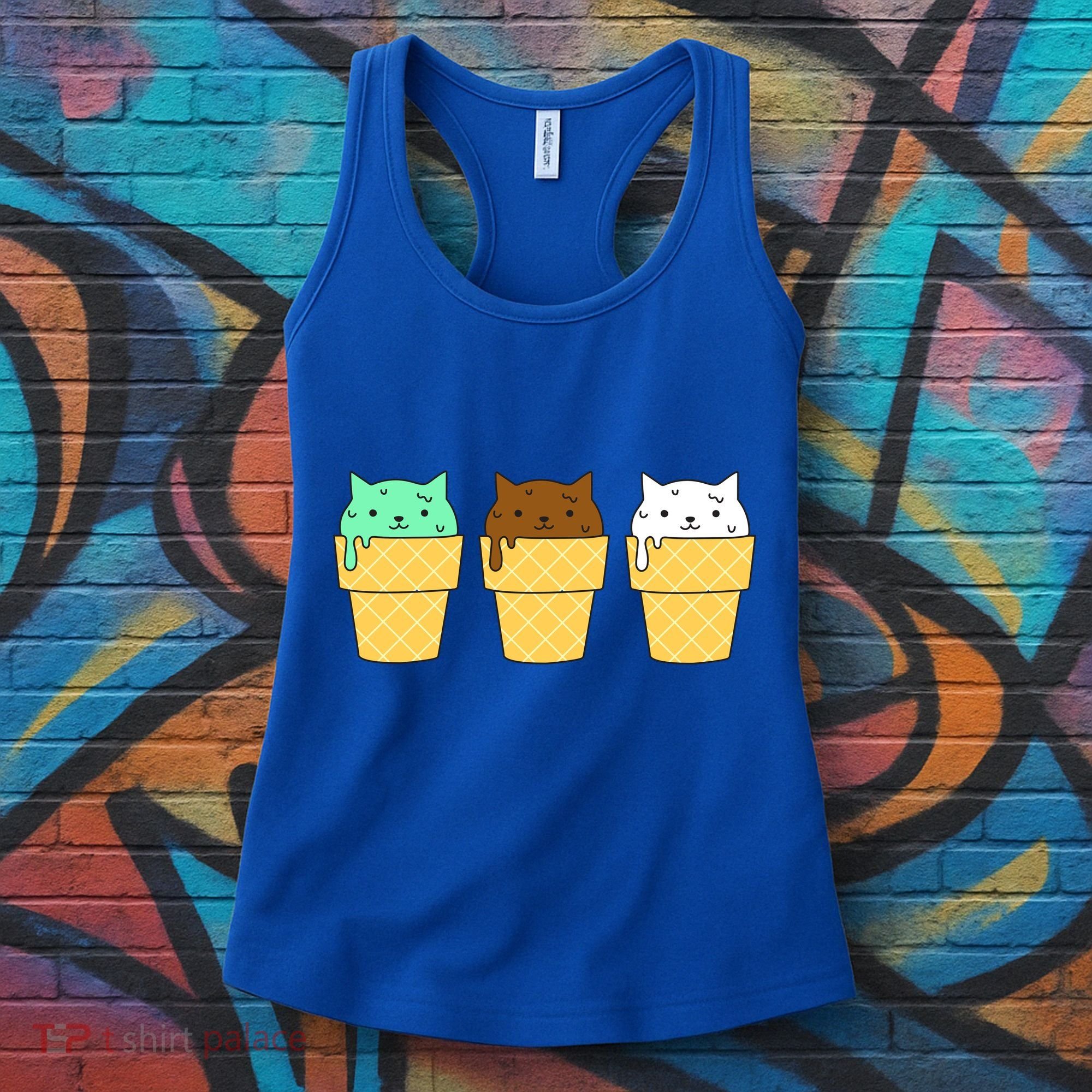 Cute Ice Cream Cat Flavors Women's Tank Top