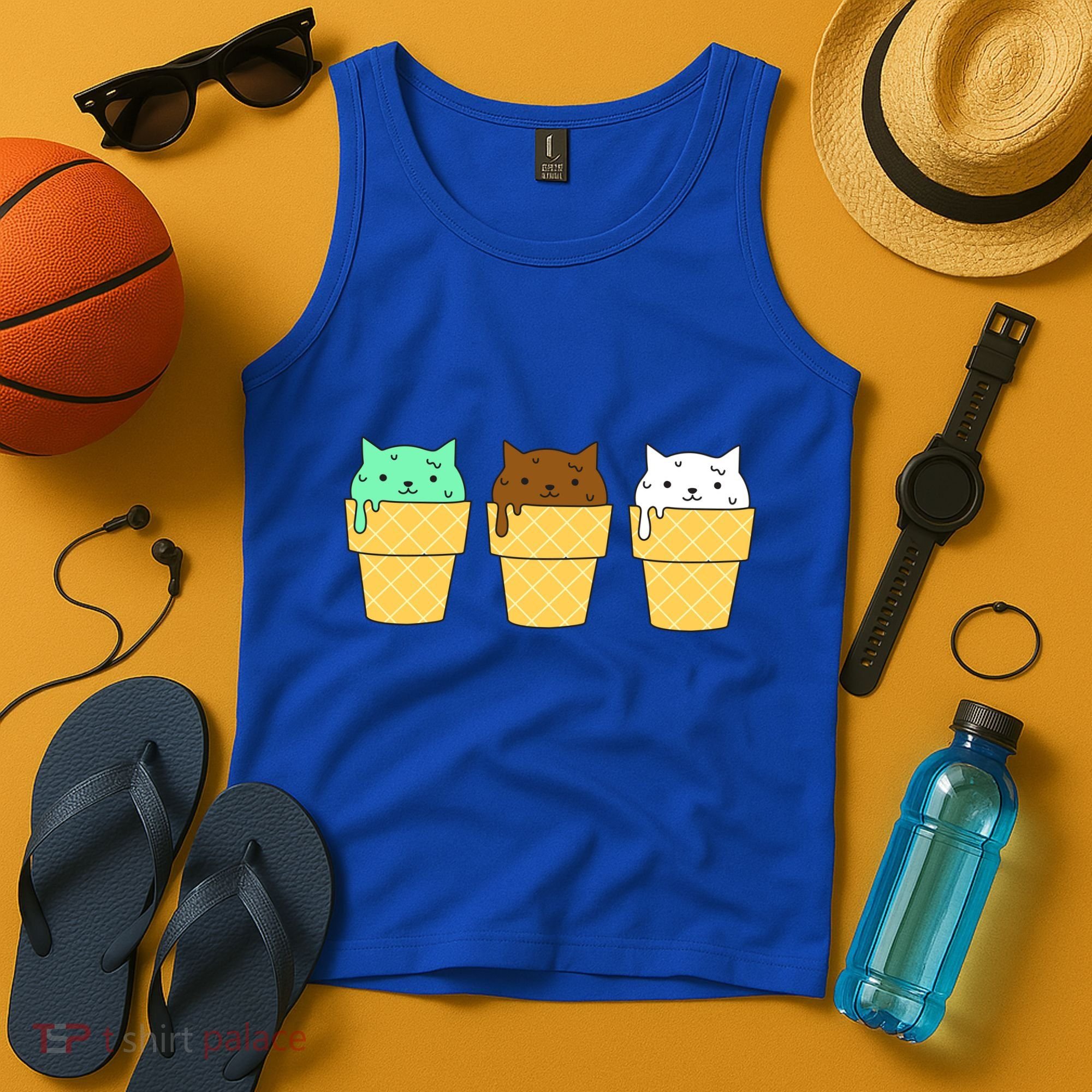 Cute Ice Cream Cat Flavors Tank Top