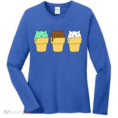 Cute Ice Cream Cat Flavors Women's Long Sleeve Shirt