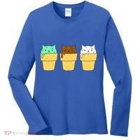 Cute Ice Cream Cat Flavors Women's Long Sleeve Shirt thumb 0